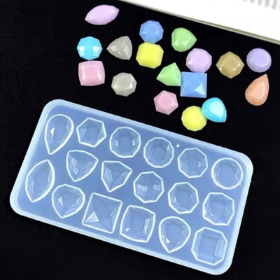 Molde silicona x17 diamantes formas varias