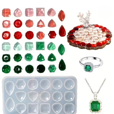 Molde silicona x17 diamantes formas varias