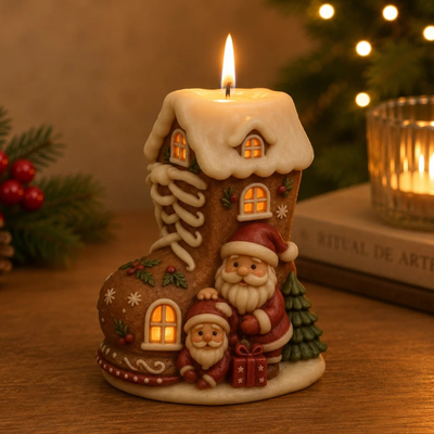 Molde silicona bota casita papa noel