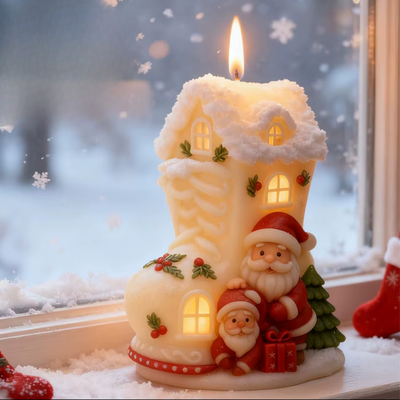 Molde silicona bota casita papa noel