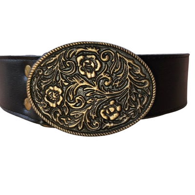 Cinto Labrado Flores - NEGRO