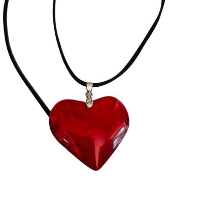 Collar gamuza Corazon ROJO