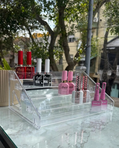 porta esmalte plastico transparente 5 filas