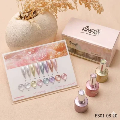 Coleccion Semi Rimera Pasteles con Gliter 8ml