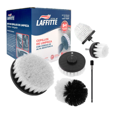 Laffitte Set x 5 Cepillos Blancos De Limpieza  Para Taladro + Alargador