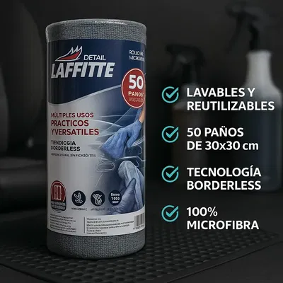 Laffitte Rollo 50 Paños Limpieza Microfibra Reutilizable 30X30 Con Pre Corte