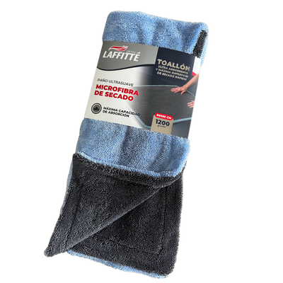 Laffitte Microfibra De Secado Toallon 90x60 1200Gsm Celeste y Gris