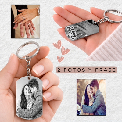 Llavero Acero Rectangular Fotograbado (2 Fotos)