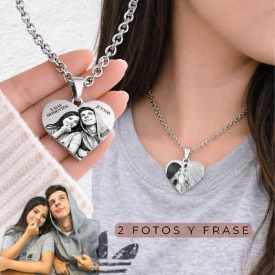 Medalla Acero Corazon Fotograbado (2 Fotos)