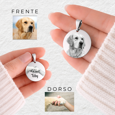 Medalla Acero Circular Fotograbado (2 Fotos)