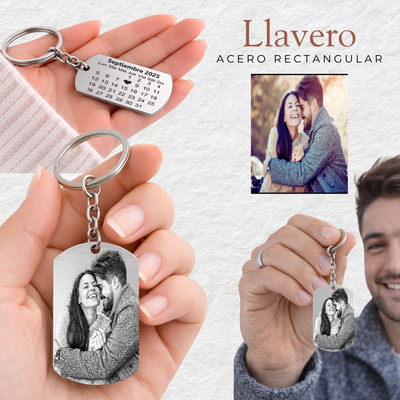 Llavero Acero Rectangular Fotograbado (1 Foto)