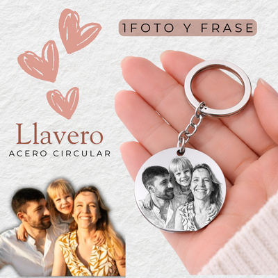 Llavero Acero Circular Fotograbado (1 Foto)