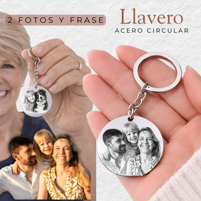 Llavero Acero Circular Fotograbado (2 Fotos)