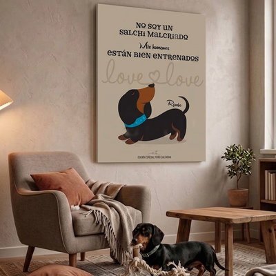 Dachshund Power: Cuadro Personalizado Edición Especial Perro Salchicha