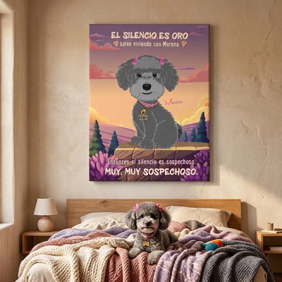 Rulos con Onda: Cuadro Ilustrado Personalizado Perro Caniche