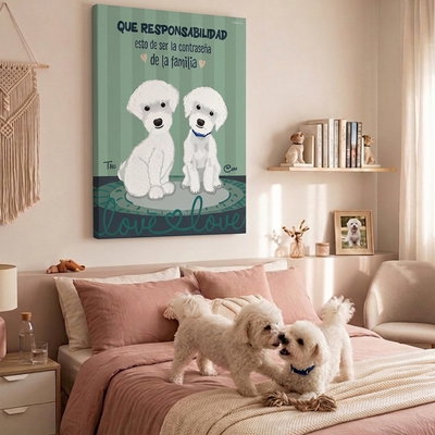 Rulos con Onda: Cuadro Ilustrado Personalizado Perro Caniche