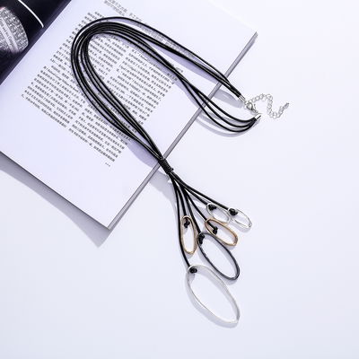 Collar Largo con Cordón Ovalado Combinado Libre de Níquel