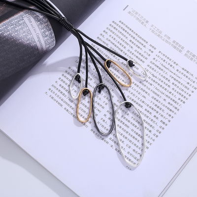 Collar Largo con Cordón Ovalado Combinado Libre de Níquel