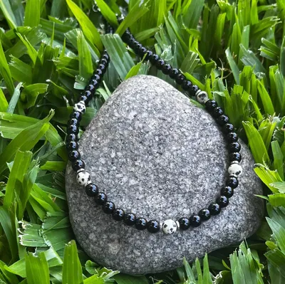 Collar de Obsidiana Negra, Jaspe Dálmata y Hematite 6mm