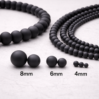 Cuentas De Ónix Negro Mate Piedra Natural Para Bijouterie