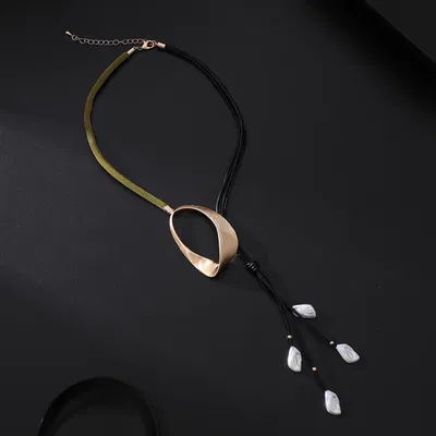 Collar Corbatero Combinado Verde y Dorado de Aleación de Zinc