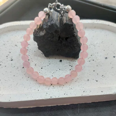 Pulsera Cuarzo Rosa Natural con Cierre de Acero Quirúrgico | NEMAmorPropio