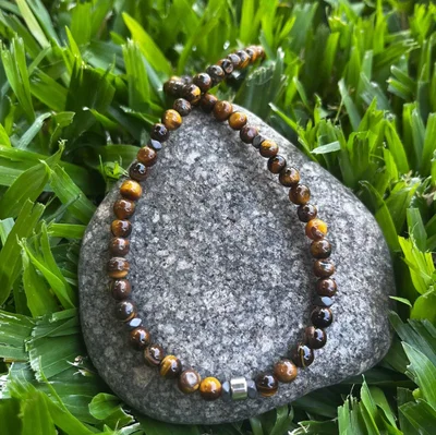 Collar Ojo de Tigre 6mm con Hematite 5 mm | NEMFuerza