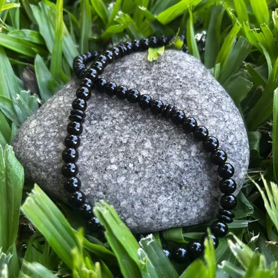 Collar de Obsidiana Negra y Ágatas Negras 6mm con Acero Quirúrgico | NEMObsiAga