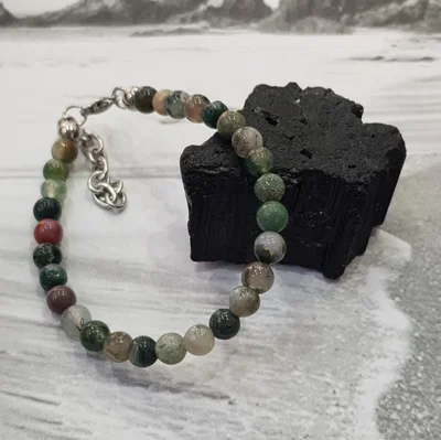 Pulsera Ágata India Natural con Cierre de Acero Quirúrgico | NEMEquilibrio