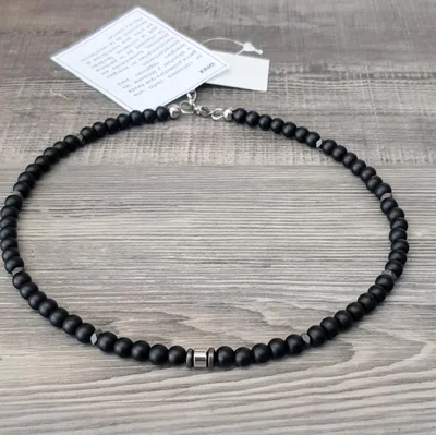 Collar de Piedras Naturales Ónix Mate y Hematite 6 mm | NEMOnixMate