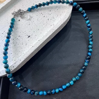 Collar Piedra Ojo De Tigre Turquesa 6mm | NEMConfianza