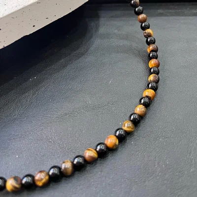 Collar - Piedra Ojo De Tigre Y Turmalina Negra 6mm | NEMPoderInterior