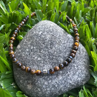 Collar Ojo de Tigre 6mm con Hematite 5 mm | NEMFuerza