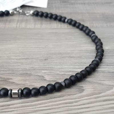 Collar de Piedras Naturales Ónix Mate y Hematite 6 mm | NEMOnixMate