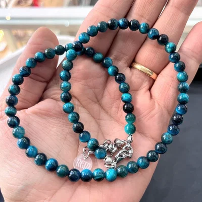 Collar Piedra Ojo De Tigre Turquesa 6mm | NEMConfianza