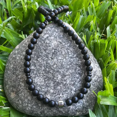 Collar de Ónix Mate y Hematites con Centro de Acero 6mm | NEMOnixHema