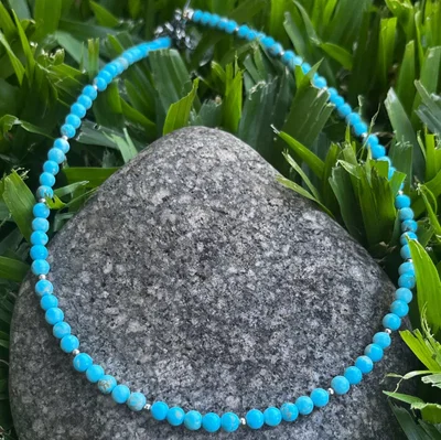 Collar Turquesa Natural 4mm con Acero Quirúrgico | NEMTur