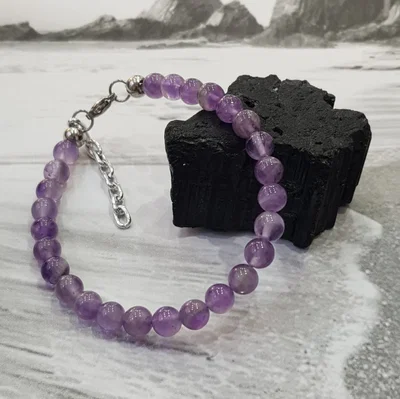Pulsera Amatista Natural con Cierre de Acero Quirúrgico | NEMSerenidad