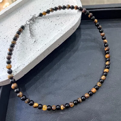 Collar - Piedra Ojo De Tigre Y Turmalina Negra 6mm | NEMPoderInterior