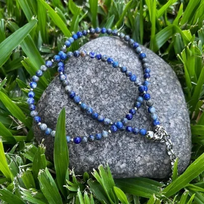 Collar Lapislázuli Con Cierre De Acero Quirúrgico | NEMSabiduria