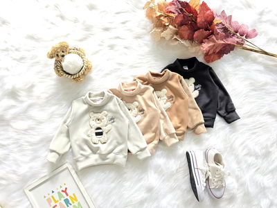 BUZO JERSEY CON PIEL OSO BLANCO BEBÉ