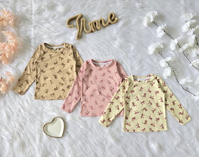 Camiseta térmica básica estampada moño nena - PACK X6