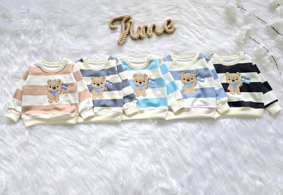 Buzo friza rayado oso bebé - PACK X5