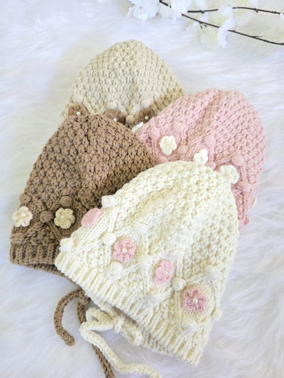 Gorro florcitas perlitas beba - PACK X6