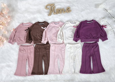 Conjunto buzo + calza Oxford moño beba - PACK X5
