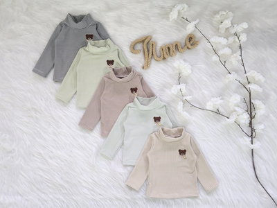 Polera darlon rayado oso bufanda bebé - PACK X5