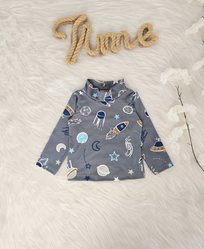Polera modal soft dino/naves bebé - PACK X5