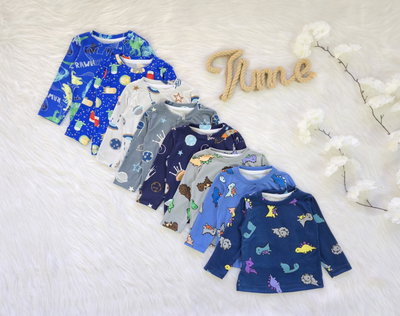 Camiseta modal soft dino/naves bebé - PACK X5