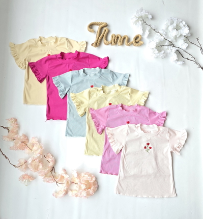 Remera morley manga volado tulipán nena - PACK X6