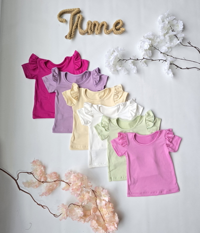 Remera modal soft volado hombro beba - PACK X5